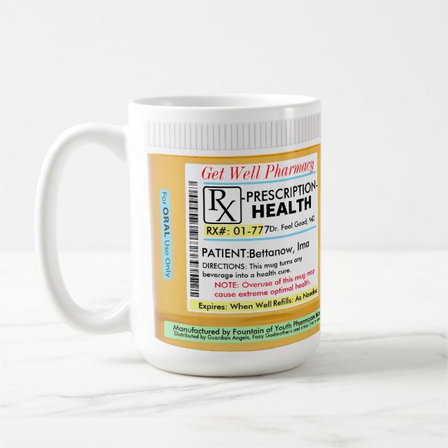 RX Prescription for Health Coffee Mug (Left)