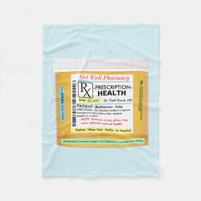 RX Prescription for Health Get Well Blanket (Front)