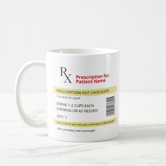 RX Prescription Hot Chocolate Mug (Left)