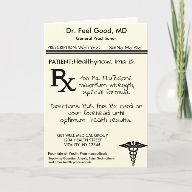 RX Prescription Pad for Health Card (Front)