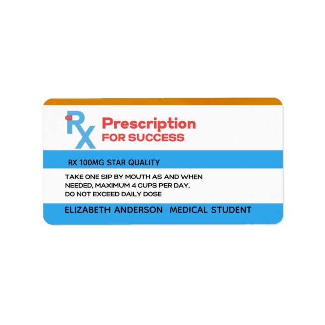 RX SUCCESS Nurse Doctor Medical Graduation Favor   Label (Front)
