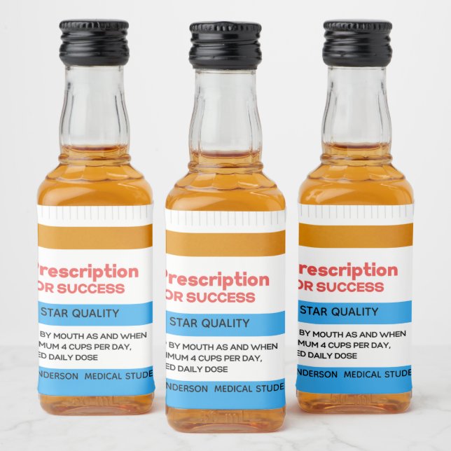 RX SUCCESS Nurse Doctor Medical Graduation Favour  Liquor Bottle Label (Bottles)