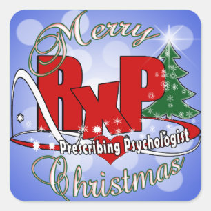 RxP Christmas Prescribing Psychologist. Square Sticker