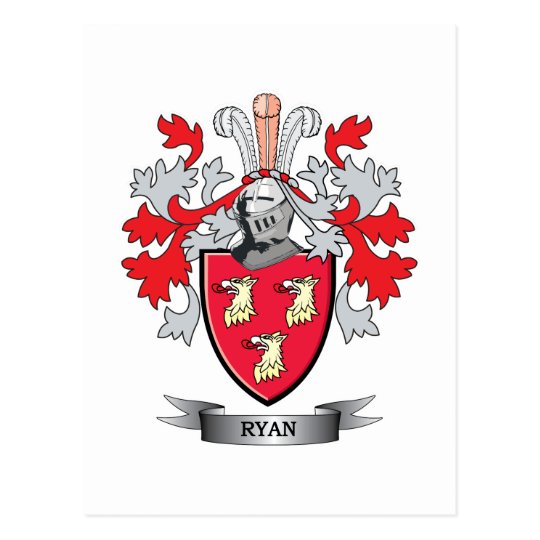 Ryan Coat of Arms Postcard Zazzle.co.uk