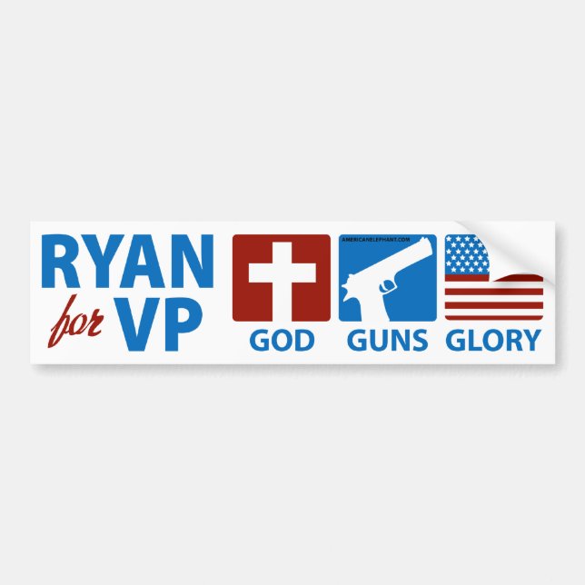 Ryan for VP God Guns Glory Bumper Sticker (Front)