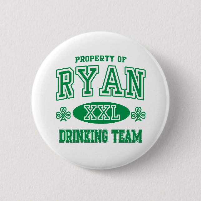 Ryan Irish Drinking Team 6 Cm Round Badge (Front)