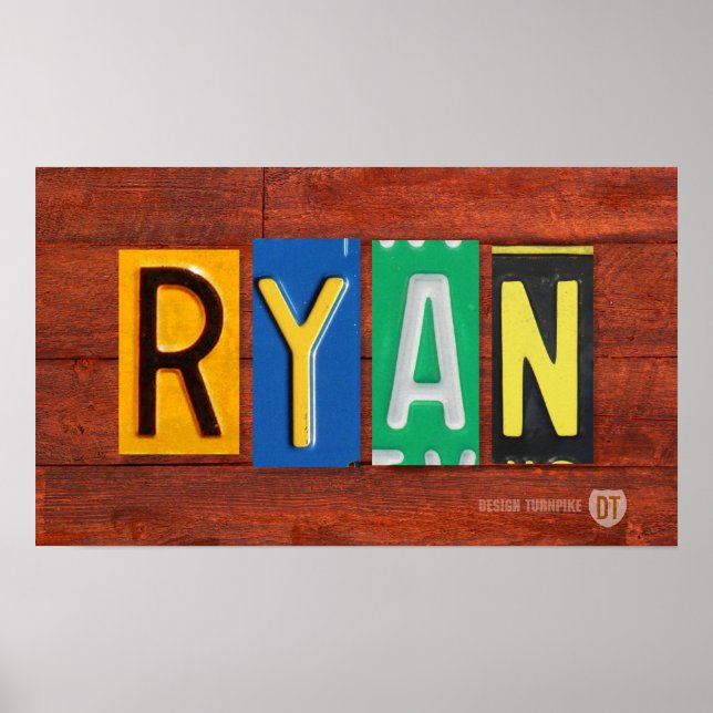RYAN License Plate Lettering Name Sign Poster (Front)