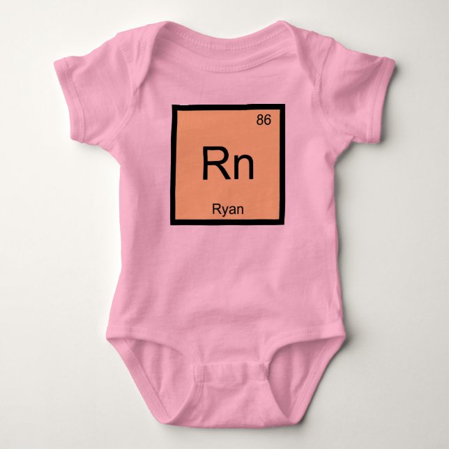 Ryan Name Chemistry Element Periodic Table Baby Bodysuit (Front)