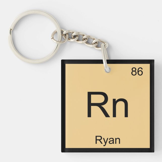 Ryan Name Chemistry Element Periodic Table Key Ring (Front)