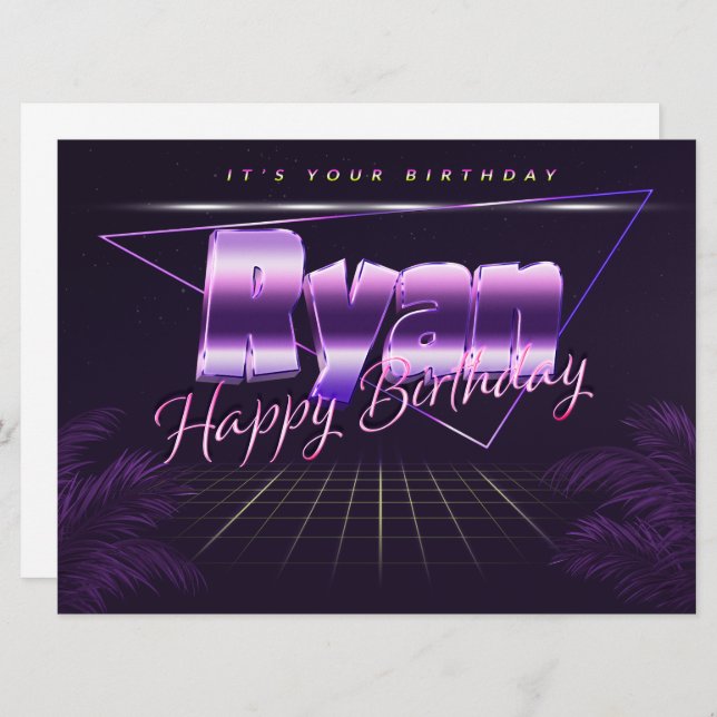 Ryan Name First Name pura retro card Birthday (Front/Back)