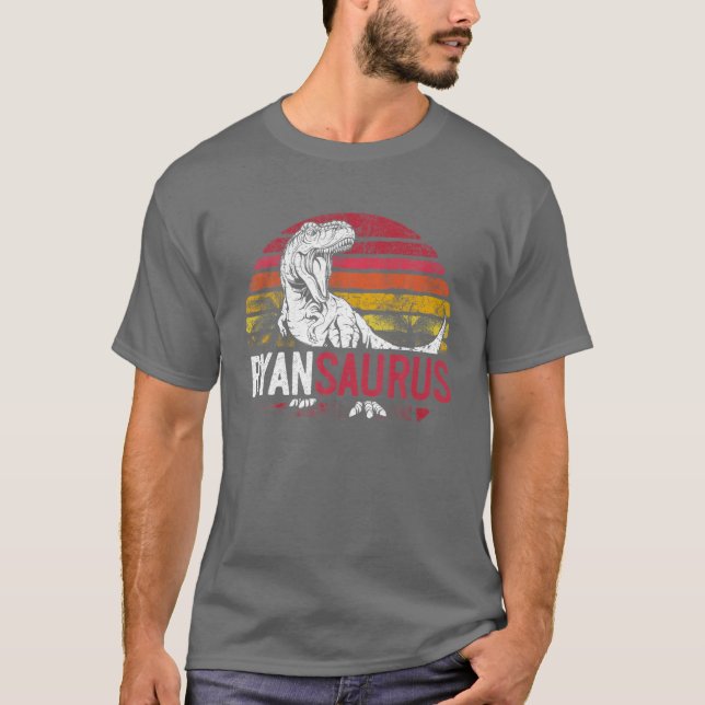Ryan Saurus Funny Personalised Dinosaur T Rex Name T-Shirt (Front)
