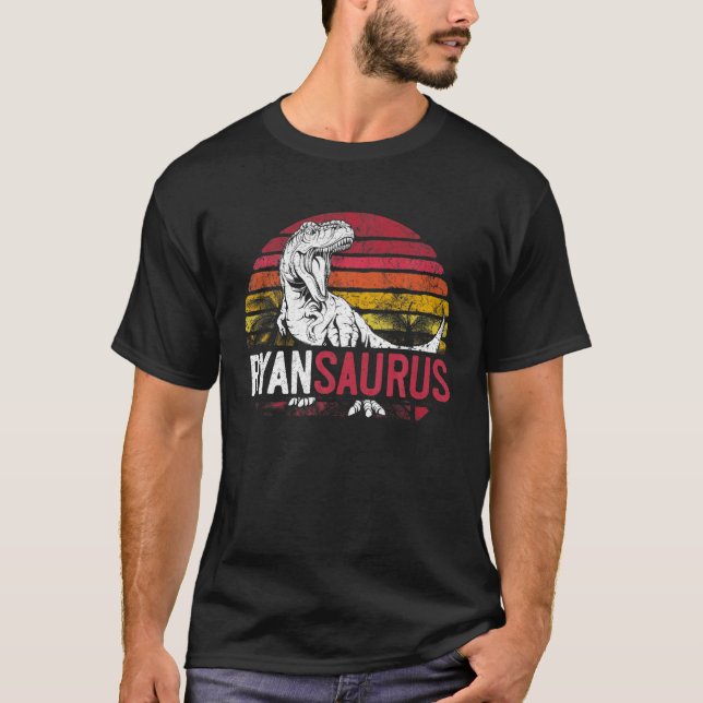 Ryan Saurus Funny Personalised Dinosaur T Rex Name T-Shirt (Front)