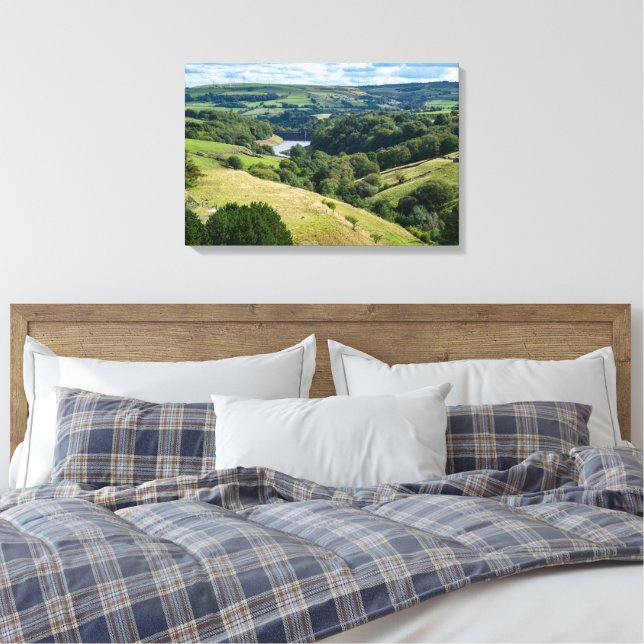 Ryburn Valley and Dam Canvas Print (Insitu(Bedroom))