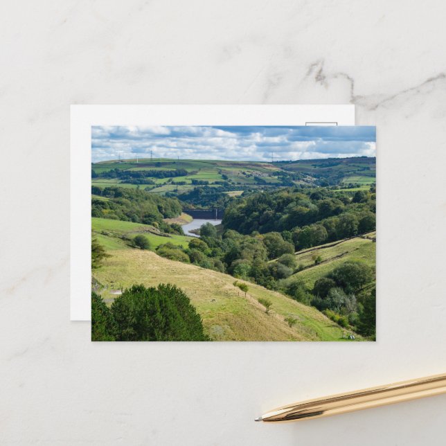 Ryburn Valley and Dam Postcard (Front/Back In Situ)
