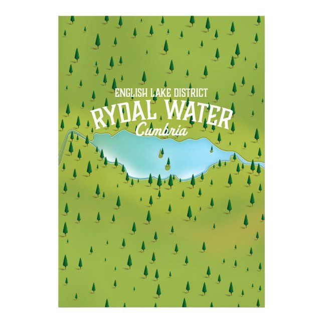 Rydal Water Cumbria Map poster (Front)