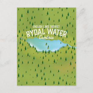 Rydal Water Cumbria Map poster Postcard