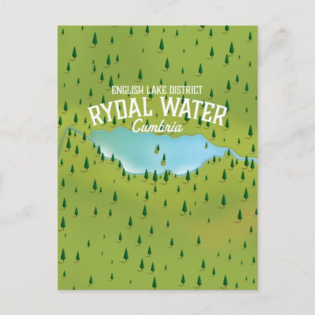 Rydal Water Cumbria Map poster Postcard (Front)