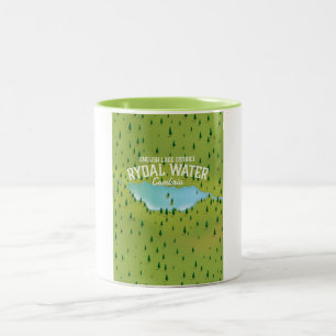 Rydal Water Cumbria Map poster Two-Tone Coffee Mug