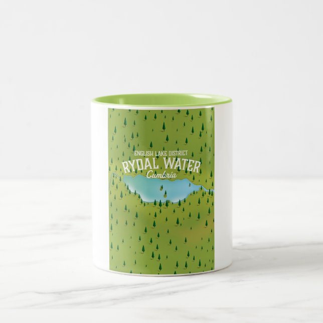Rydal Water Cumbria Map poster Two-Tone Coffee Mug (Center)