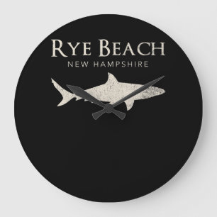 Rye Beach New Hampshire - Shark Lover Gifts Large Clock