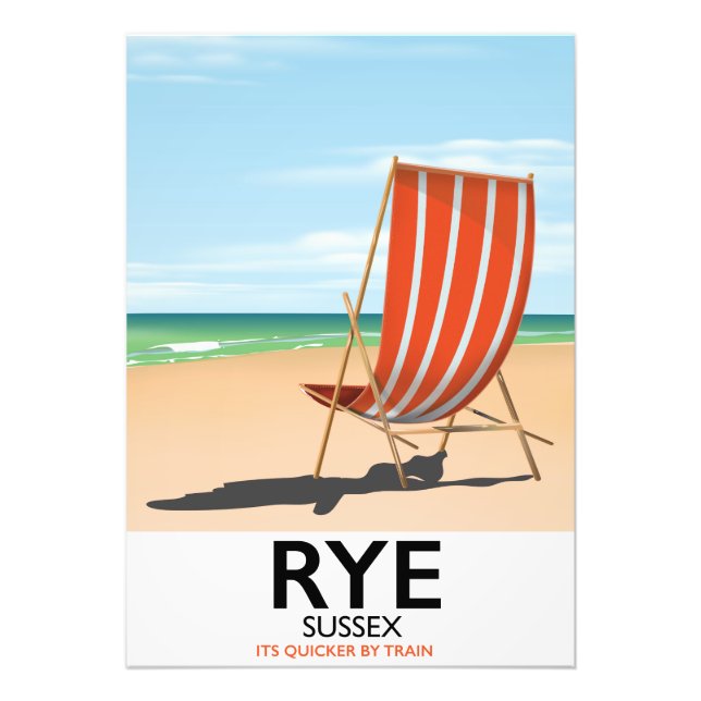 Rye beach Sussex "its quicker by train" Photo Print (Front)