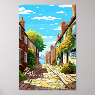 Rye England vintage travel place illustration Poster
