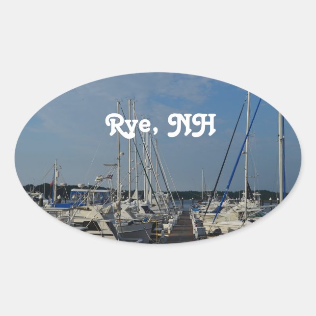 Rye NH Harbour Oval Sticker (Front)