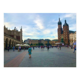 Rynek Główny - Town Square in Krakow, Poland Photo Print