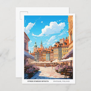 Rynek Starego Myasta Warsaw Poland Vintage Travel  Postcard