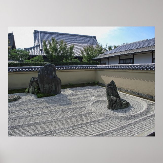 Ryogen-in Raked Gravel Garden - Kyoto Japan Poster (Front)