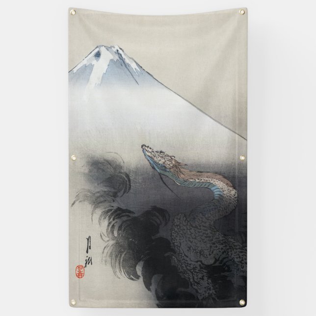 Ryu Shoten: Ascending Dragon over Fuji, Japan Banner (Vertical)