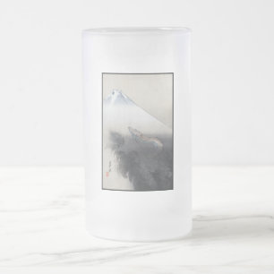 Ryu Shoten: Ascending Dragon over Fuji, Japan Frosted Glass Beer Mug