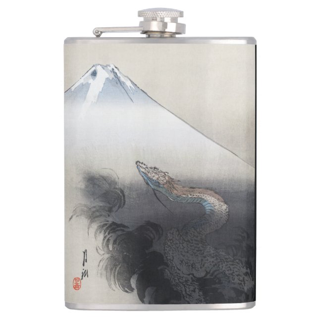 Ryu Shoten: Ascending Dragon over Fuji, Japan Hip Flask (Front)