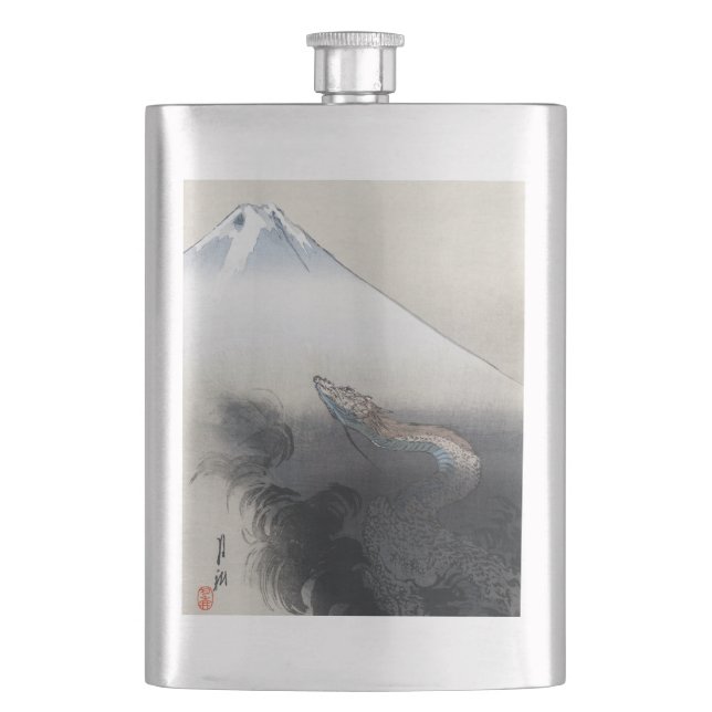 Ryu Shoten: Ascending Dragon over Fuji, Japan Hip Flask (Front)