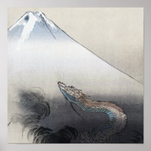 Ryu Shoten Mt. Fuji & Dragon by Ogata Gekko Poster