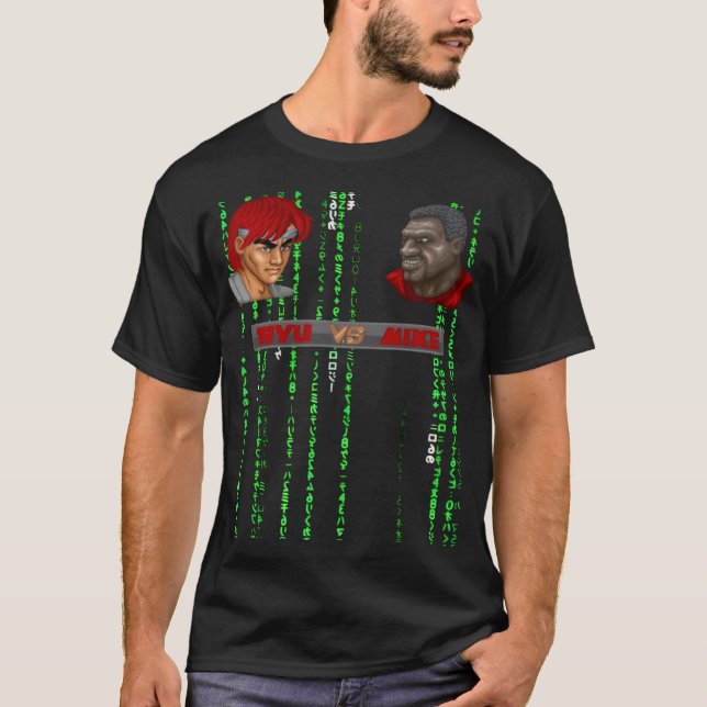 RYU VS MIKE LOGO MATRIX BLACK T-SHIRT BY SAMURAI F (Front)