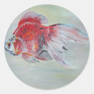 Ryukin Goldfish Acrylic Painting Classic Round Sticker