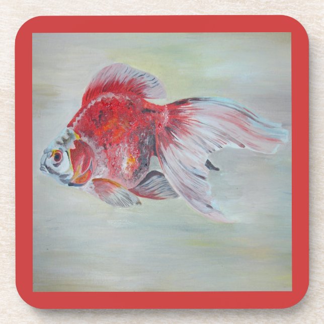 Ryukin Goldfish Acrylic Painting Coaster (Front)