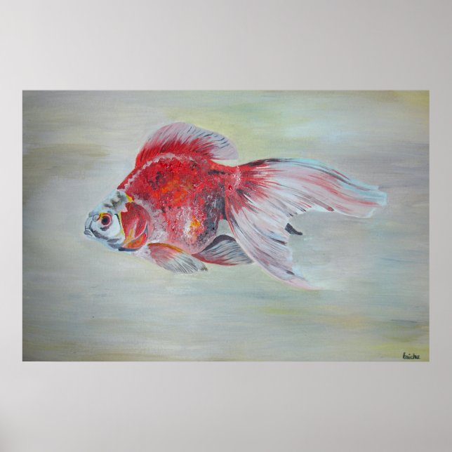 Ryukin Goldfish Acrylic Painting Poster (Front)