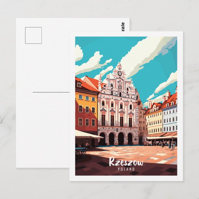 Rzeszow Poland vintage travel place illustration Postcard (Front/Back)