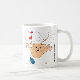 s10 Cat pouncing on Hanukkah Dradle (gimel) Coffee Mug
