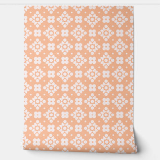 (S)2502219A Retro Geometric Floral Pattern on Pink Wallpaper
