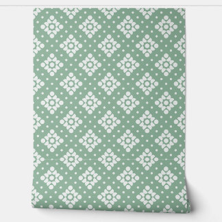 (S) 2502222C Retro Dotty Diamond Green Backgroud Wallpaper