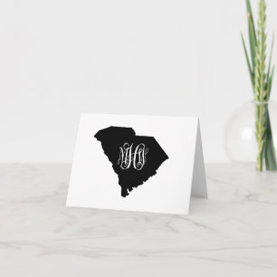 S Carolina Black White Vine Monogram DIY BG Thank You Card