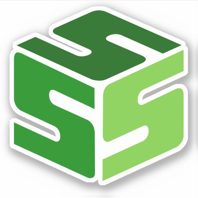 S-Cubed Green Logo Sticker (3" x 3") (Front)