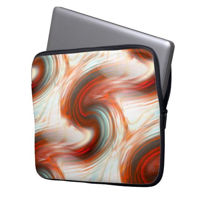 S-curve in oyster beige texture and shaded red on  laptop sleeve (Front Left)