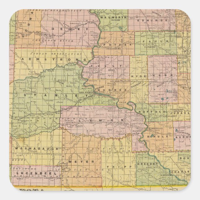 S Dakota Square Sticker (Front)