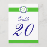 S Dot Circle Monogram Table Number (Lime / Blue)