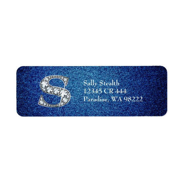 S Faux Diamond on Denim Return Address Label (Front)