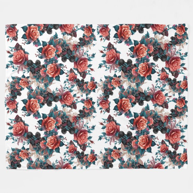 S floral  fleece blanket (Front (Horizontal))